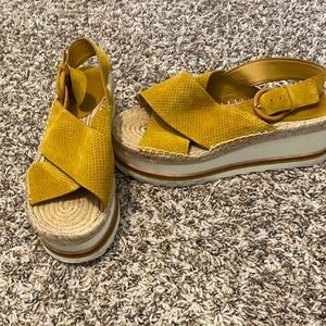 Marc Fisher Mustard Espadrille Platform Sandals